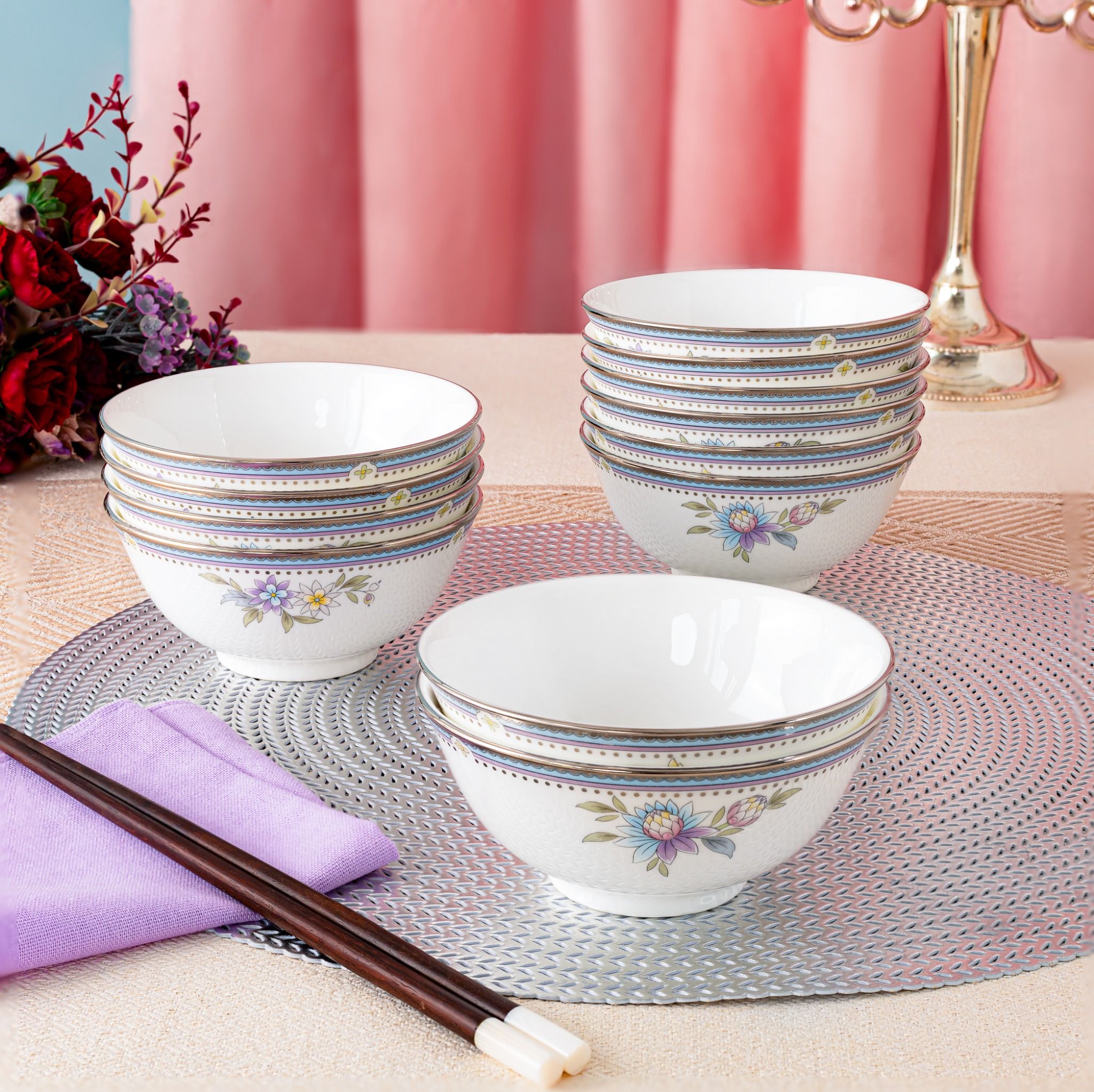 Hinh anh 2: Bat dia gom su Noritake cao cap, bieu tuong van hoa ban an Nhat Ban